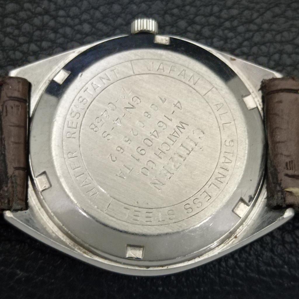 Citizen AUTOMATIC 8200 JAPAN MENS VINTAGE ARABIC BLUE COLOR DIAL WATCH A702765-1 R210-a702765