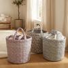 Collapsible Quilted Storage Basket Large Capacity Flower Pattern Storage Basket  Bedroom