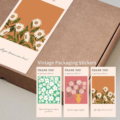 50 Pcs Flower Thank You Stickers Seal Labels For Gift Or Commodity Decor Stickers Small Business Packaging Sealing Stickers