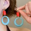 French fresh blue geometric flower resin earrings light luxury stud earrings personality temperament earrings women