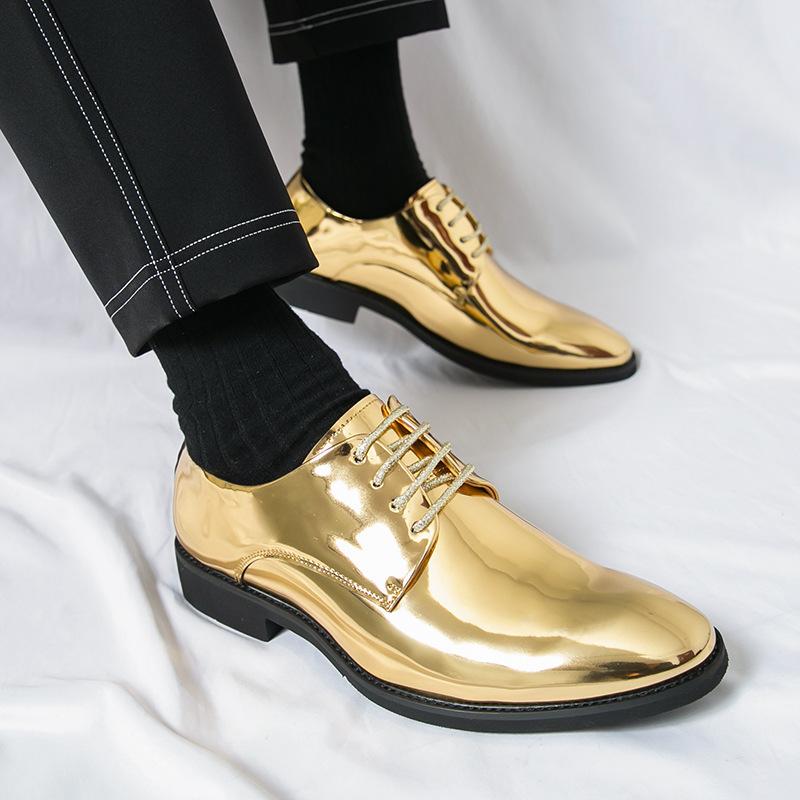 Men's Shoes 2025 Men's Leather Shoes Business Casual Dress Pointed Groom Wedding Shoes British Glossy Small Leather Shoes