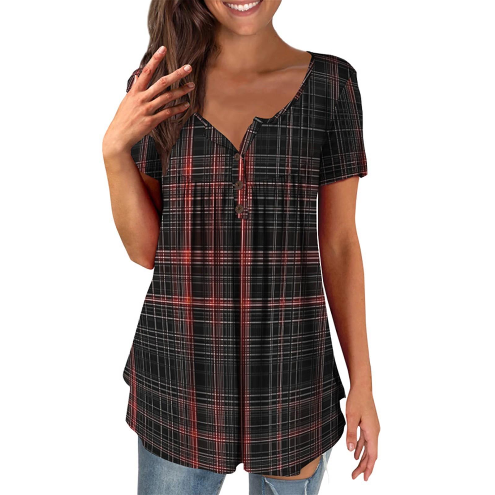 

Women s Short Sleeve Shirts Ruffle Tops Loose Tops Casual Oversized Tops Pleated Tops Button Down Casual Summer Floral Tops XXXL світло-сірий колір
