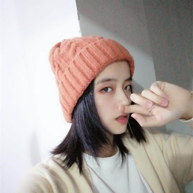 Korean Version Ins Simple Solid Color Twisted Wool Hat Autumn and Winter Warm Hat for Women Knitted Hat Trendy Versatile Men