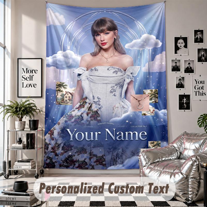 Wall Hanging Tapestry With Custom Name & Text, Taylor Swift Decorative Tapestry For Bedroom