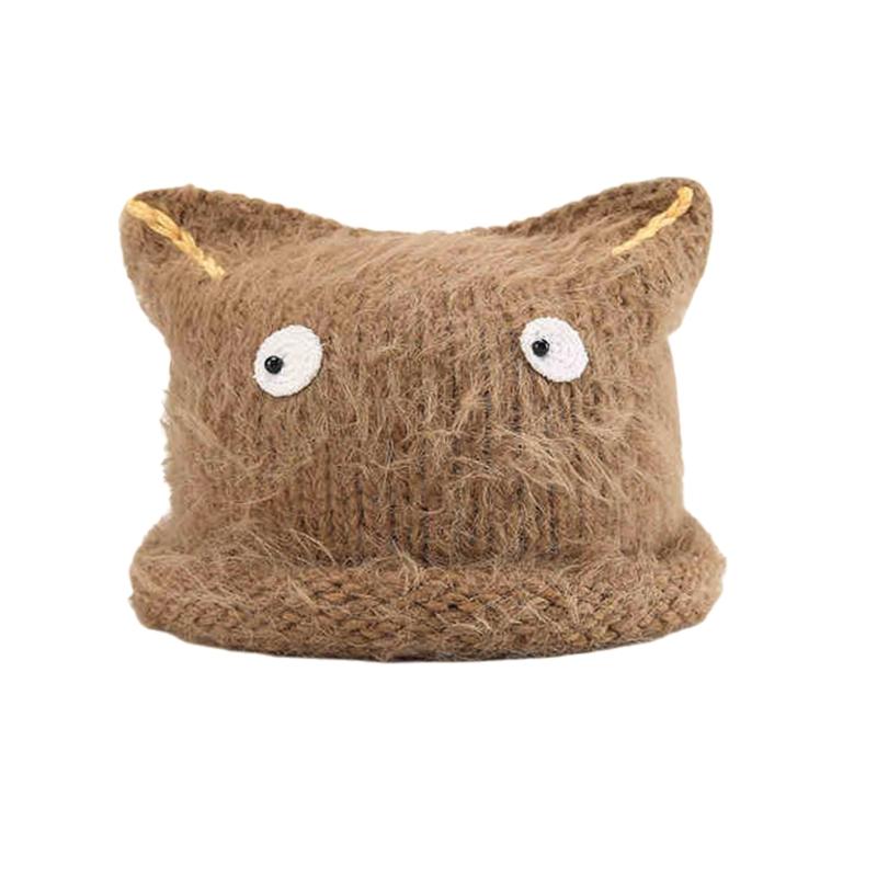 Novelty Cats Ear Skull Hat for Female Girl Outdoor Sport Hat Adult Casual Street Wear Warm Skull Hat for Cycling Skiing