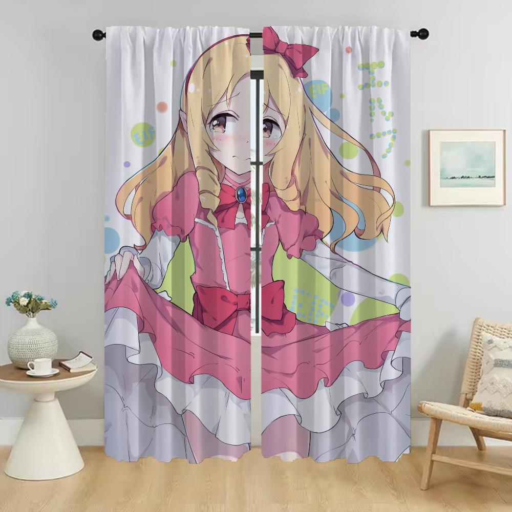 Modern Eromanga Sensei Living Room Curtains Kitchen Camera Tulle Bedroom Partition Shades Curtain Home Set Of 2 Made Polyester Sitting Decor