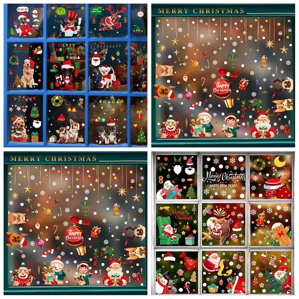 

Multicolor Christmas Static Stickers Santa Clause Snowflake Sticker Christmas