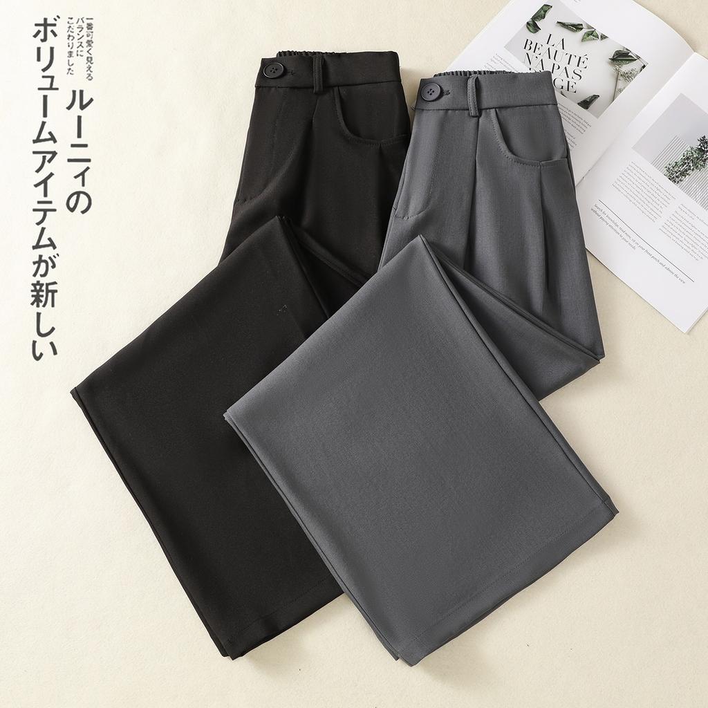 2025 summer new solid color suit wide-leg pants women's loose and thin high waist and thin temperament casual pants