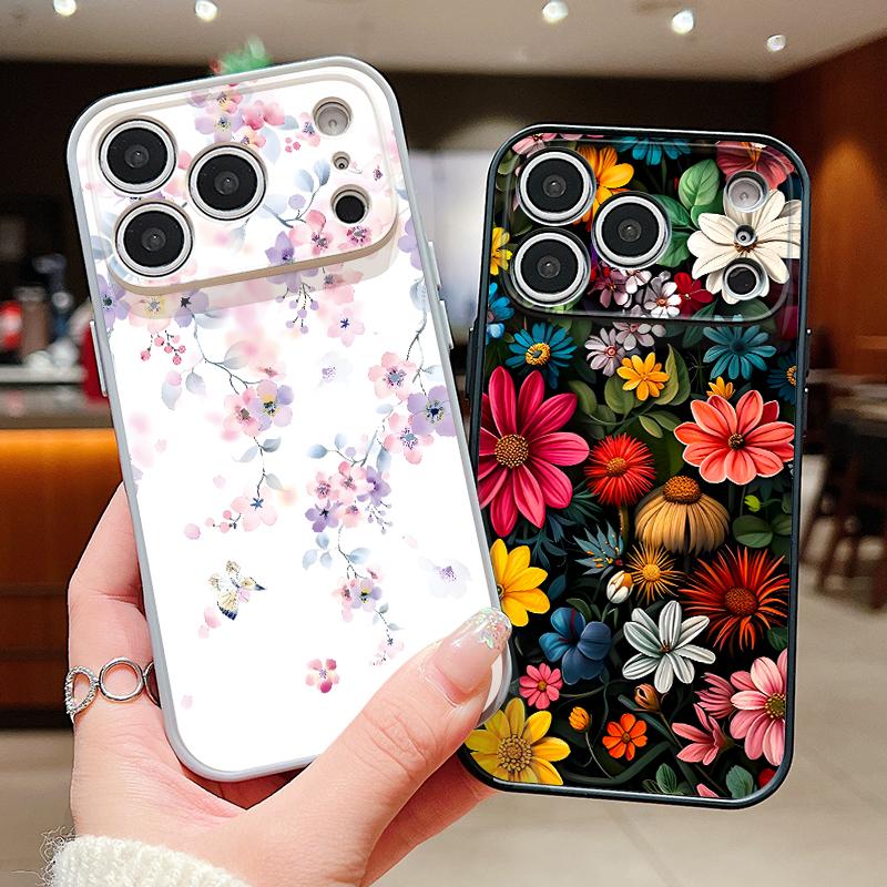 Colorful Floral Pattern Case For iPhone 17 Pro Max Hybrid TPU+PC Magnetic For Magsafe Matte Cover For iPhone 16 Pro Max 15 14 13