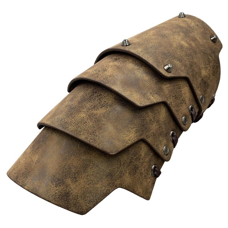 4-lagige Ritter-Handschuhe Mittelalterliche Armschienen Renaissance-Kostüm PU-Armschienen