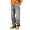 Men's Retro Wide-Leg Straight Jeans - Casual Spring/Autumn Drape Trousers
