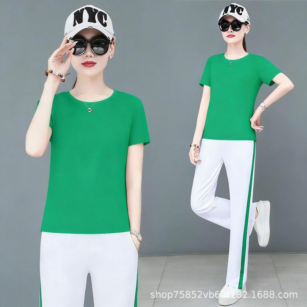 Summer fashion loose women's short-sleeved performance clothes casual sports running suit women's thin sports two-piece set trendy
