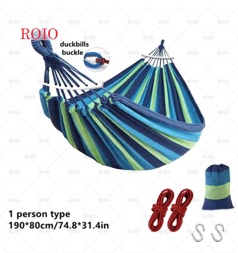 Outdoor Thicken Canvas Hammock Home Garden Leisure 1-2 Person Swing Chair Camping Hunt Rest Stripe Hanging Bed Colorful Hammock