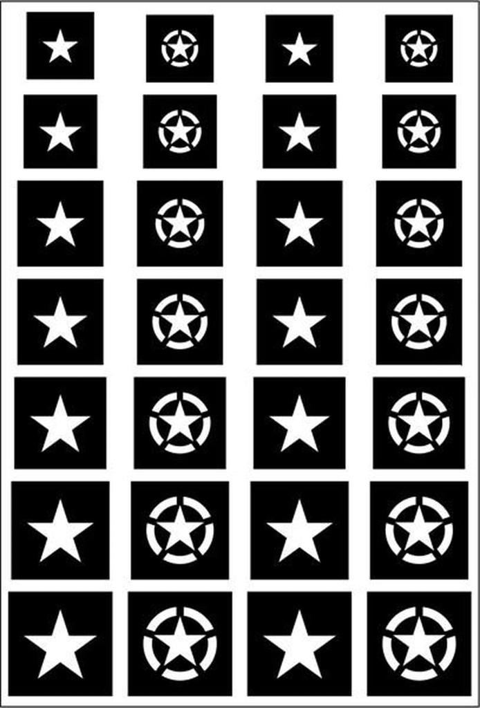 RT Diorama Solid Scale Allied Stars Masking Stickers for Plastic Models 1/35 6-12mm (2 Types) (RTDSOLMRK002-35)