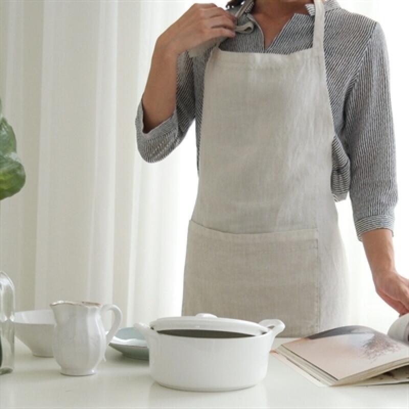 Rita Linen Apron Ivory