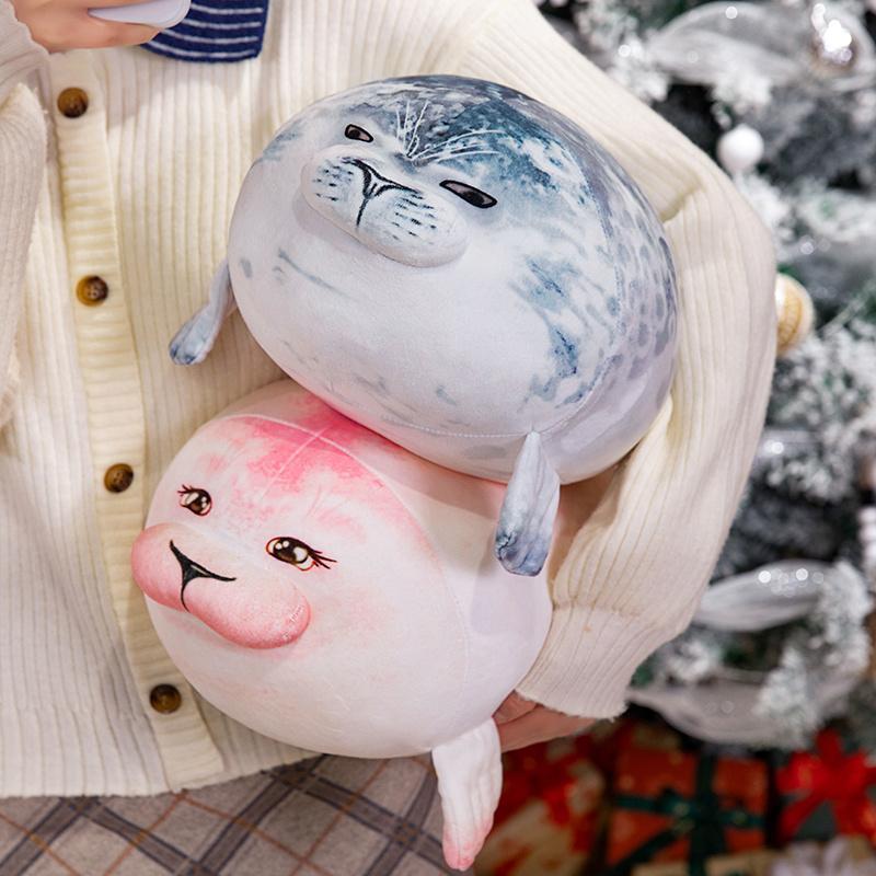 Sale 3D Novelty Throw Pillow Cute Real Life Blue Pink Couple Sea Lion Plush Toy Soft Seal Plush Stuffed Plush Party Pillow