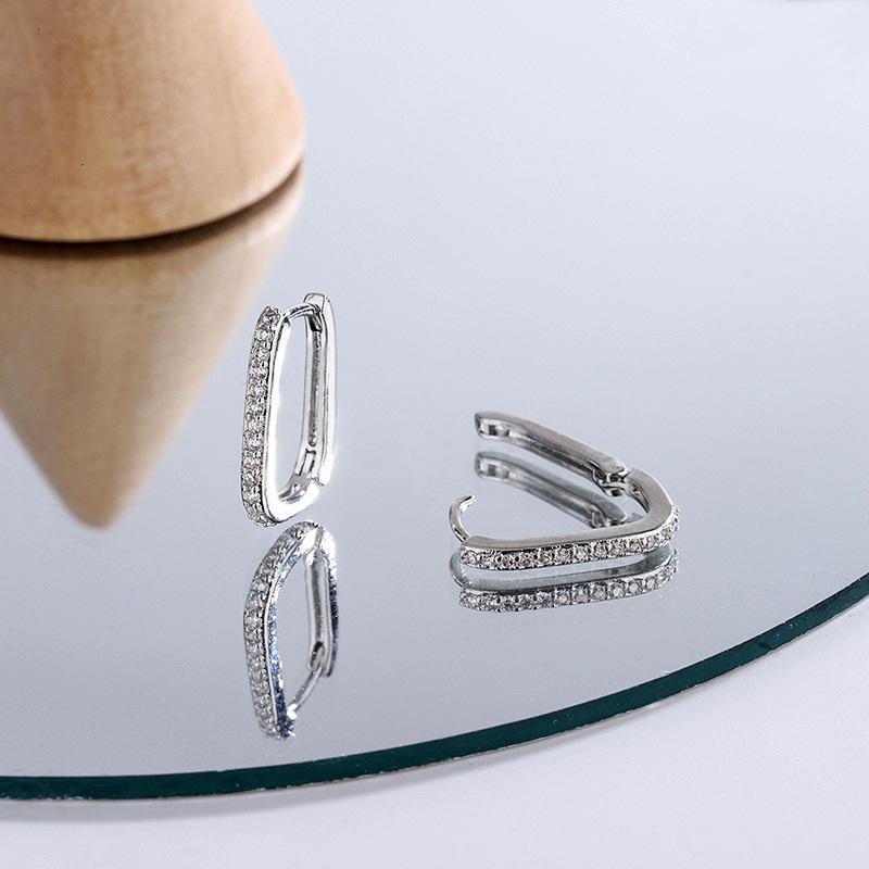 Diamond Inlay Row Set Geometric Ear Cuff Modern Versatile Earrings