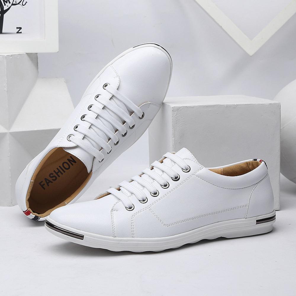 Big Size Men Shoes Fashion Lace Up Leather Shoes White Casual Sneakers Student Shoes 38 белый 4789₽