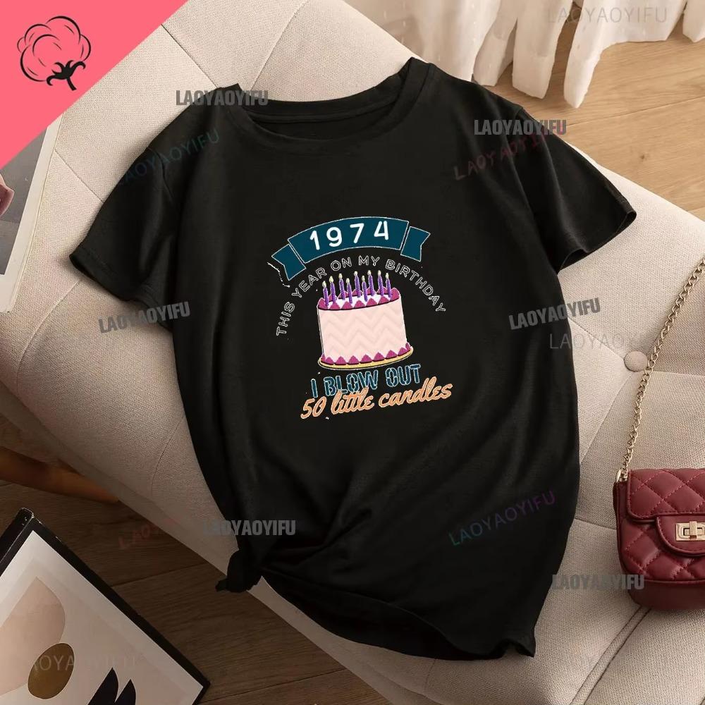 Vintage Funny Made in 1974 All Original Parts T Shirt Graphic Streetwear Short Sleeve Birthday Gifts Summer Cotton Tshirt Men