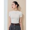 Basic House Women's Slim-Fit Tencel Wool Semi-High Neck Short Sleeve T-Shirt