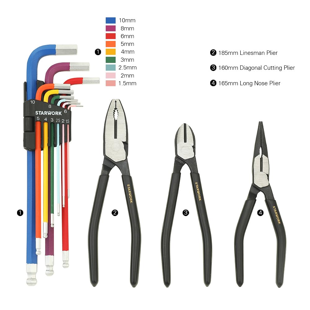 STARWORK TRUE Socket Wrench Set Ratchet Wrench Tool Set Automobile and Motorcycle Tool Set Work Tools with Special Storage Case 314 Piece Set
