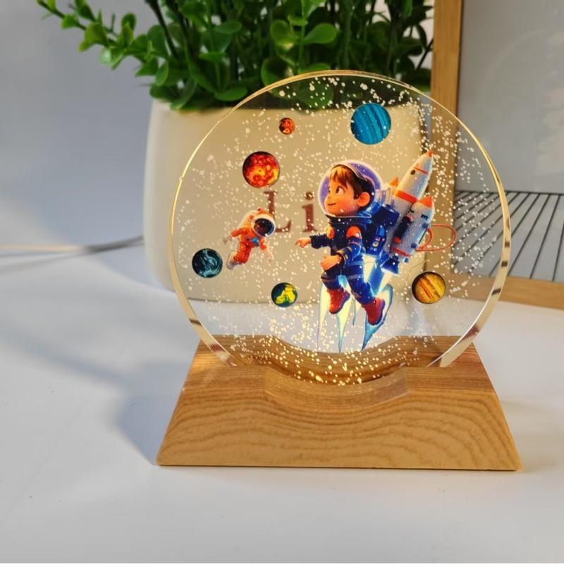 1SET starry sky universe galaxy 3d three-dimensional laser color printing inner engraving crystal ball luminous night light ornament