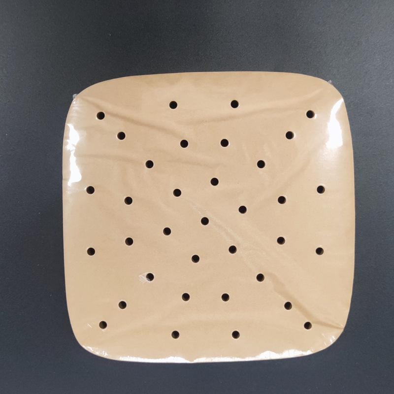 Natural White Multi-Size Oil-Absorbing Air Fryer & Steamer Paper - Perforated, Oil-Proof, Food-Grade Silicone for Kitchen Use