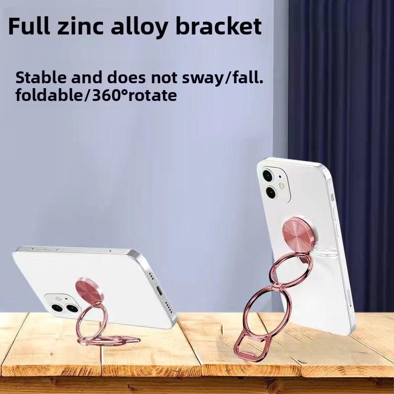 Phone stand with ring holder, lazy desktop folding metal creative handheld