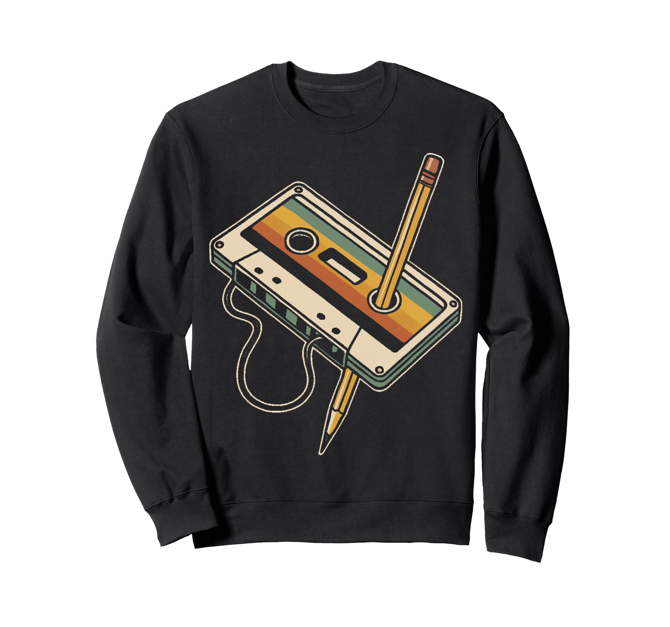 

80s 90s Retro Cassette Tape Pencil Sweatshirt & чёрный