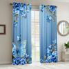 2Pcs Blue Butterfly Flower Print Curtains,suitable for Bedroom,living Room Kitchen Decoration,home Decoration,window Decoration