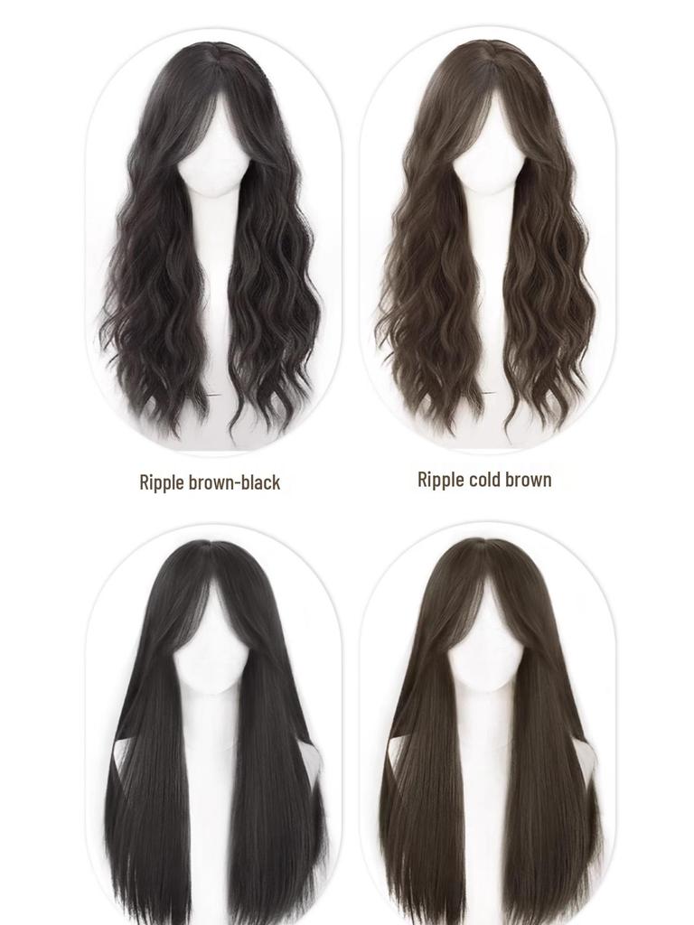 Women's Long Wavy Wig - Natural Fall/Winter Look, Middle Part, Full Coverage