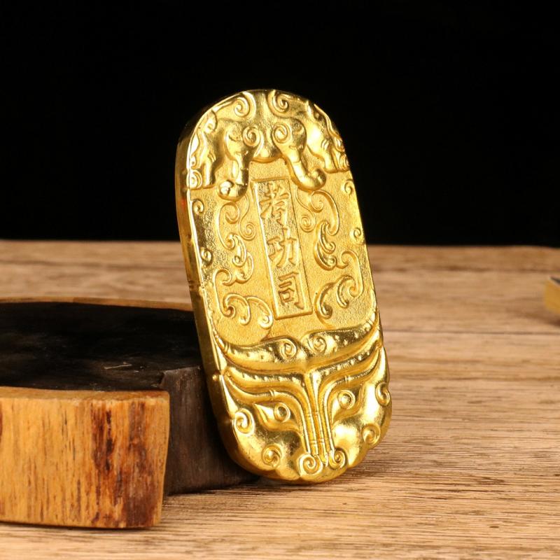 Antique Miscellaneous Collection Brass Waist Tag Token Chief Soldier Waist Tag Kao Gong Si