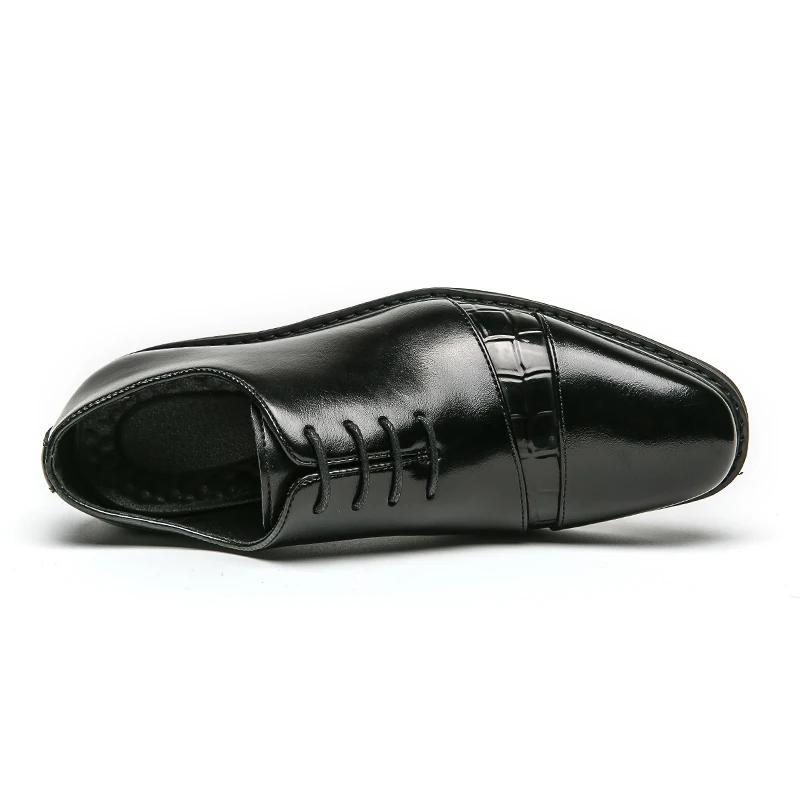 New Black Derby Shoes for Men Brown Square Toe Lace-up Business Handmade Men Dress Shoes  Size 38-46 Mens Shoes