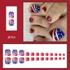 Independence Day Press On Toenails Short Square Fake Toe Nails Red Glitter False Toenails with Stripe Designs Full Cover Glossy Stick On Toenails