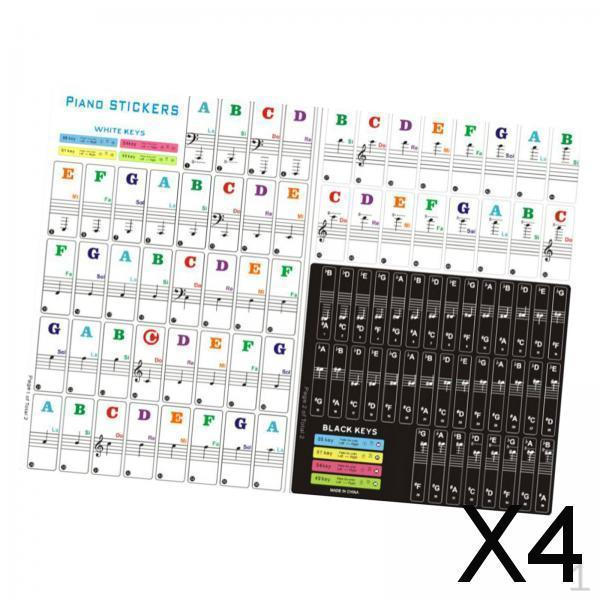 

4x Прозрачные наклейки с нотами для фортепиано для 88/61/54/49/37 клавиш для начинающих детей