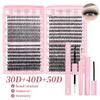 9-16mm Length False Eyelashes Natural Look Wispy Style DIY Lash Extension Kit Fluffy Clusters Volume Fans Fake Eyelash
