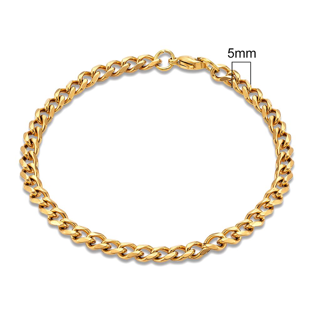 Mens Simple 3-11mm Stainless Steel Gold Plated Dainty Curb Cuban Link Chain Bracelets for Women Stacking Jewelry