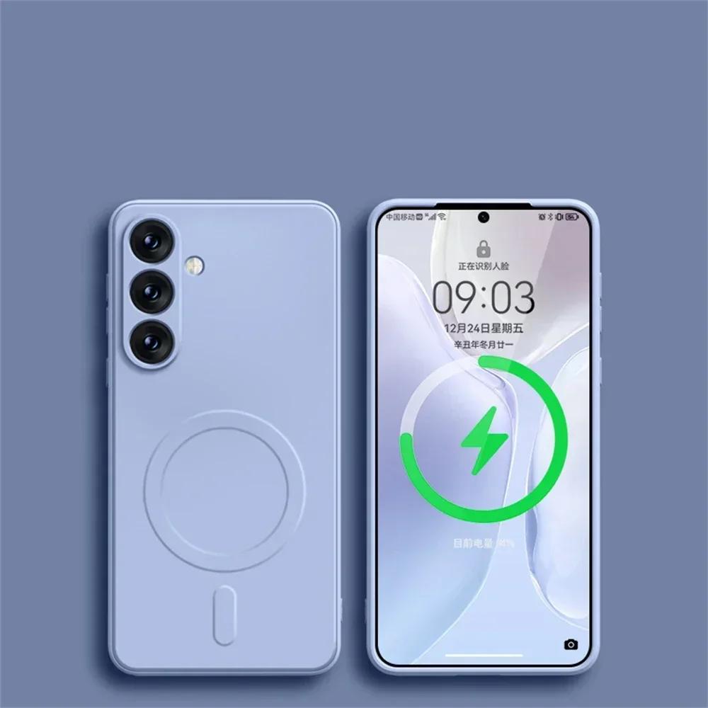 Original Liquid Silicone Magnetic Wireless Charge Case For Samsung Galaxy S25 S24 Ultra S23 S22 S21 For Magsafe Shockproof Cover