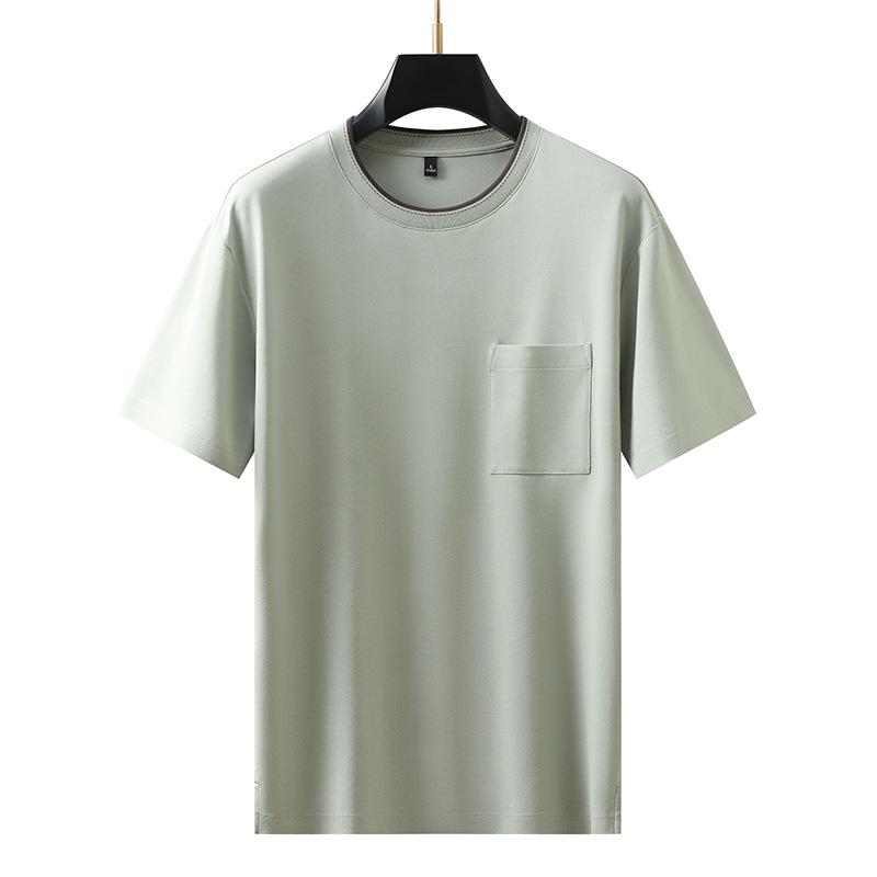 Men's Color Block Pocket White T-Shirt - Lightweight, Solid Summer Fashion Top