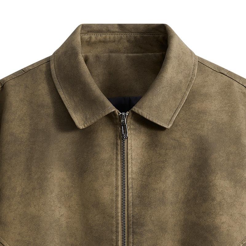American new retro shoulder-down men's leather jacket daily out of the street soft PU fabric couple leather jacket men