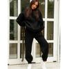 Autunno e inverno moda tinta unita maglione con cappuccio casual due pezzi tuta donne