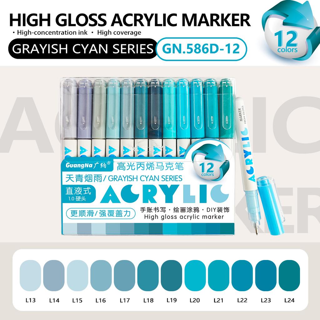 12 Colors Acrylic Paint Pens Markers Brush Tip Paint Markers For Rock Painting Wood Canvas Stone,Christmas Gift DIY Crafts