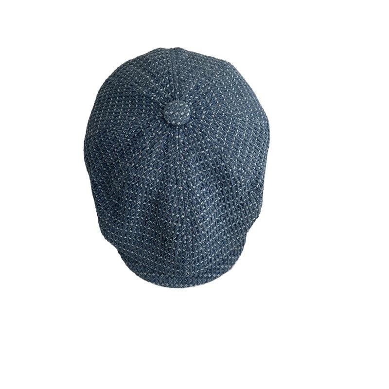 British retro denim plaid octagonal cap children's beret spring and autumn new fashion face newsboy hat