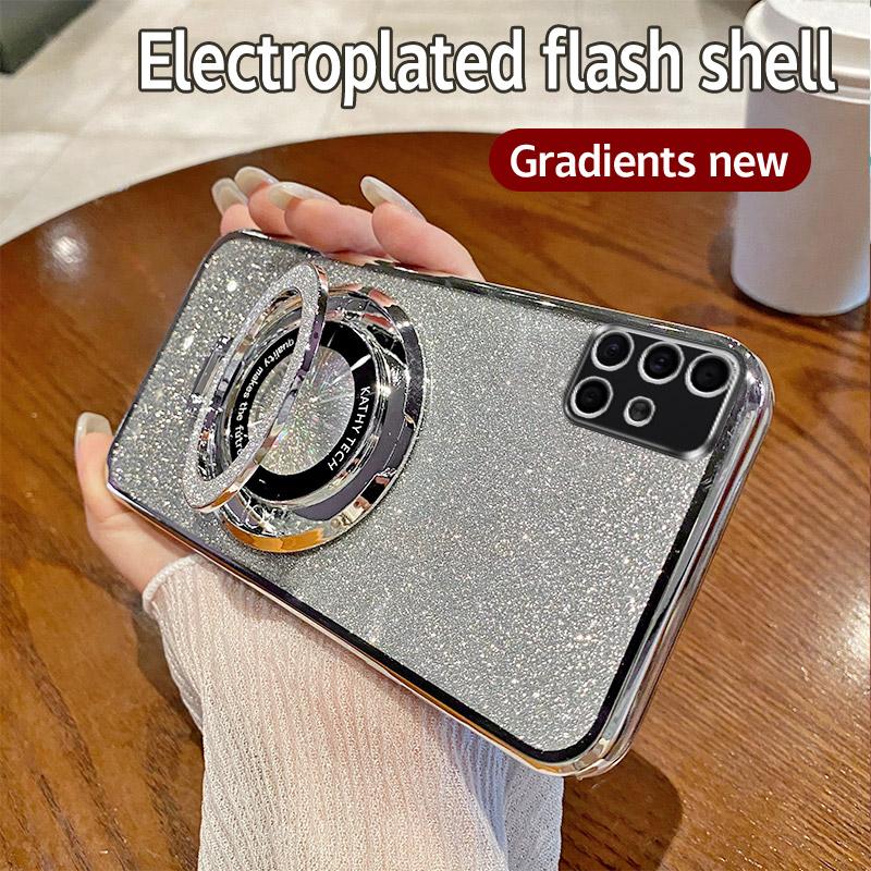 

Gradient Glitter Ring Stand Phone Case For iPhone Air 17 16 15 14 Plus 13 12 Mini 11 Pro XS Max X XR 6 6S 7 8 Plus SE2 SE3 Cover iPhone SE (2022)
