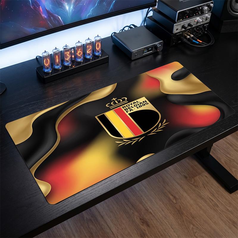 Belgium Football Crest Mouse Pad, Extended Non Slip Rubber Desk Mat for Gaming Office Laptop Fan Gift