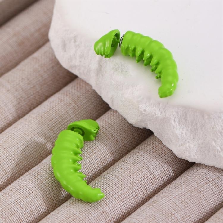 Fashionable Green Caterpillars Earrings Sturdy Resin Materials Fashion Jewelry Accessory for Comfort and Styles