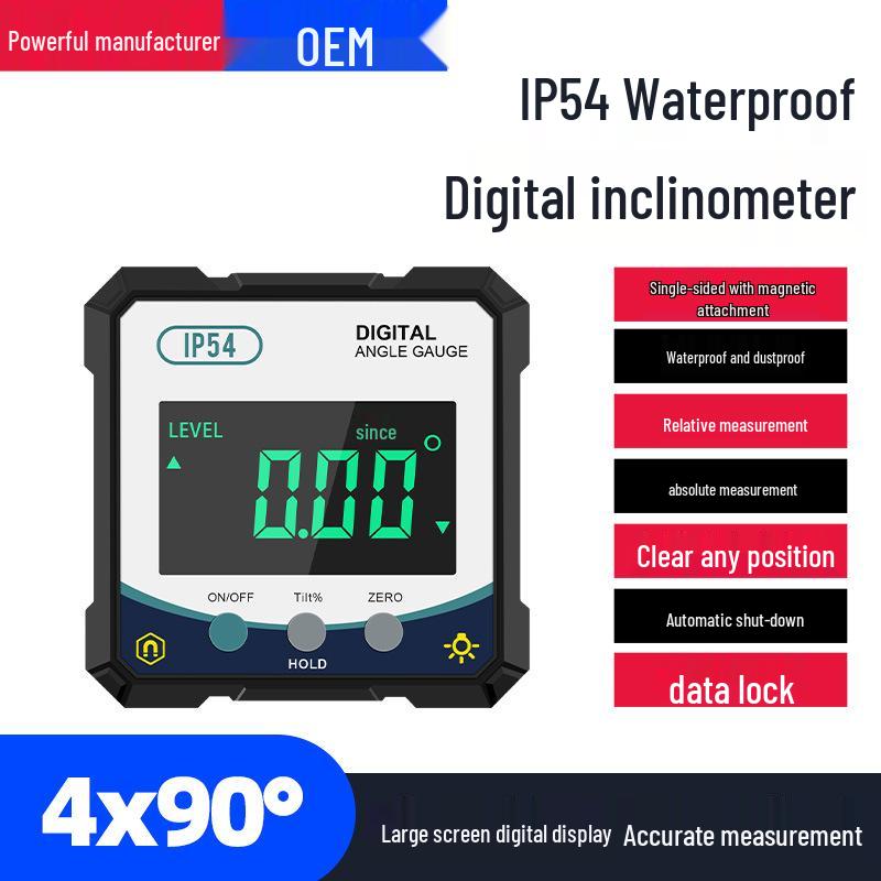 High-Precision Digital Inclinometer Box with Magnetic Angle Meter, IP54