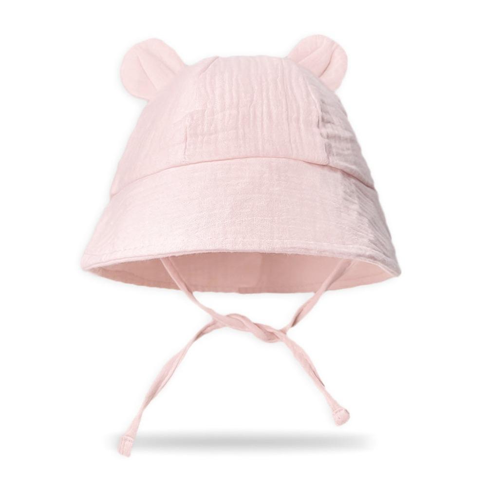 Korean Baby Bear Ear Hat Solid Color Boys Girls Sunhat Cute Baby Bucket Hat  Toddler
