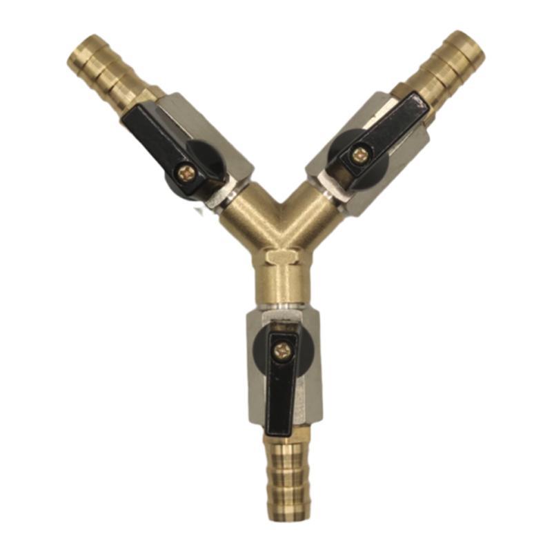 Brass Push-to-Connect Ball Valve Reducing Tee for Water Pipes (Sizes: 6/8/10/12/14/16mm)