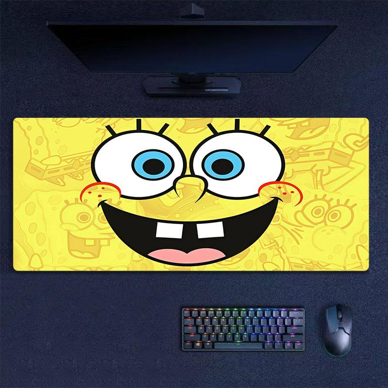SpongeBob Mouse Pad, Large Gaming Desk Mat, Non-slip XXL Mousepad for Laptop & Tablet, Mini PC Playmat with Stitched Edges